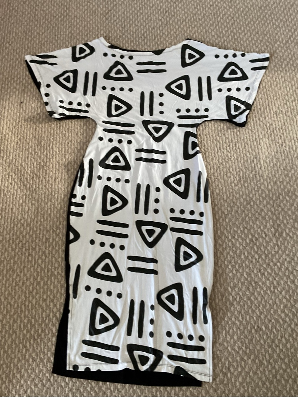 Black & White Tribal Print Midi Dress